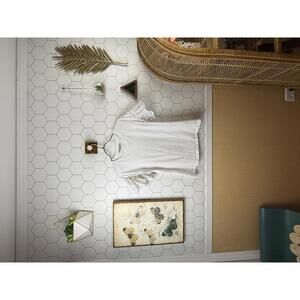 All Saints White Trixi Eyelet Ruffle Short Sleeve Tee - Size - Small